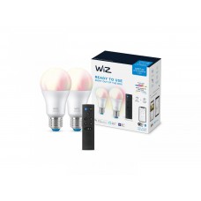 Bec LED Philips inteligent WiZ Connected A60 Wi-Fi + Bluetooth 8W (60W) 2200-6500K 2 buc + telecomanda