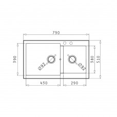 Chiuveta bucatarie Pyramis granit DIPLOS 79x51 1 3/4B Negru