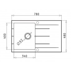Chiuveta pentru bucatarie Pyramis Pyragranite ARKADIA SQ 1B1D 78x48 Bej