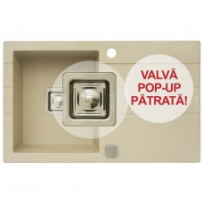 Set Pyramis granit chiuveta bucatarie ARKADIA 1B 1D SQ + baterie MINUET Beige