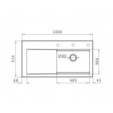 Chiuveta bucatarie granit TEKTON 100x51 1B 1D DR Mocha