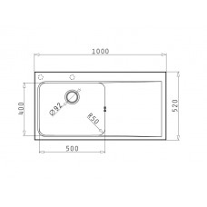 Chiuveta bucatarie granit si inox PYRROS 100x52 1B 1D ST Snow