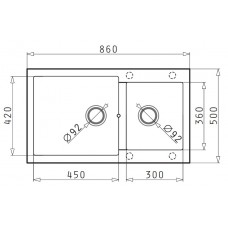Chiuveta pentru bucatarie granit Pyramis Alazia 86x50 1 3/4B Chocolate