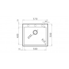 Chiuveta pentru bucatarie granit Pyramis Istros 57x50 1B Carbon