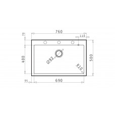 Chiuveta bucatarie Pyramis granit ISTROS 76x50 1B, bej