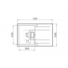 Chiuveta bucatarie granit KARTESIO 79x50 1B 1D Snow