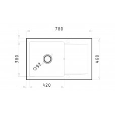 Set chiuveta KORFU 78x46 1B1D & baterie OSSIA - Grey
