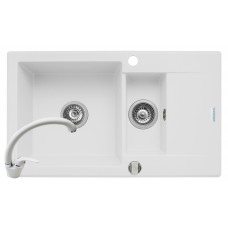 Set chiuveta KORFU 78x46 1 1/2B 1D & baterie OSSIA - Snow