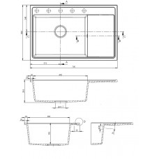 Chiuveta pentru bucatarie Pyramis granit Camea 79x50 1B 1D Bej