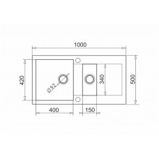 Set chiuveta bucatarie MIDO 100x50 1 1/2B 1D & baterie Fido - Grey