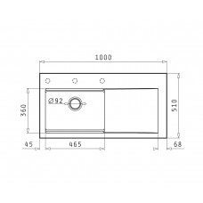Chiuveta bucatarie granit Tekton 100x51 1B 1D ST Ivory