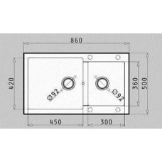 Chiuveta pentru bucatarie Pyramis granit Alazia 86x50 1 3/4B Bej