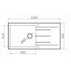 Chiuveta pentru bucatarie Pyramis Granit Alazia 100x50 1B 1D Snow