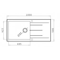 Chiuveta pentru bucatarie Pyramis Granit ALAZIA 100x50 1B 1D Carbon