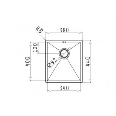 Chiuveta pentru bucatarie Pyramis inox TETRAGON 34x40 1B LN