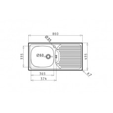 Chiuveta pentru bucatarie Pyramis inox CA1 86x43,5 1B 1D SM ST