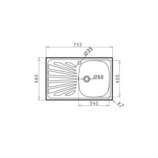 Chiuveta pentru bucatarie Pyramis inox Creta 75,5x48 1B 1D LN DR