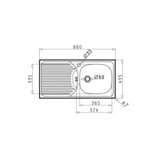 Chiuveta pentru bucatarie Pyramis inox CA1 86x43,5 1B 1D LN DR