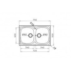 Chiuveta pentru bucatarie Pyramis inox SPARTA  79x50 2B SM
