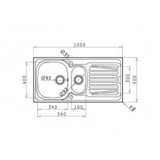 Chiuveta pentru bucatarie Pyramis inox SPARTA 100x50 1 1/2B 1D LN