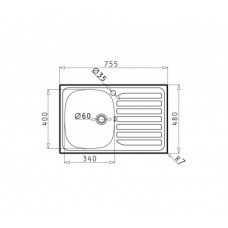 Chiuveta bucatarie Pyramis inox CRETA Flat 75,5x48 1B 1D LN ST