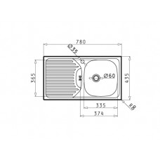 Chiuveta pentru bucatarie Pyramis inox ET78 Fork 78x43,5 DR LN