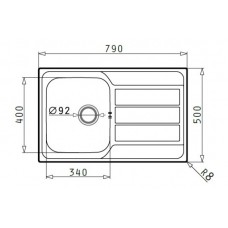Chiuveta pentru bucatarie Pyramis inox Athena 79x50 1B 1D LN