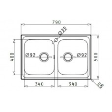 Chiuveta pentru bucatarie Pyramis inox Athena 79x50 2B LN