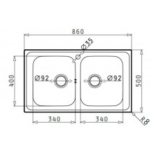 Chiuveta pentru bucatarie Pyramis inox Athena 86x50 2B LN