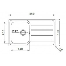 Chiuveta pentru bucatarie Pyramis inox ATHENA 86x50 1B 1D SM