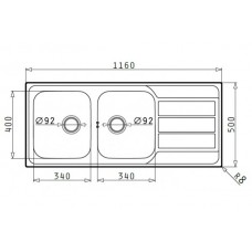 Chiuveta pentru bucatarie Pyramis inox Athena 116x50 2B 1D LN