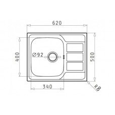 Chiuveta pentru bucatarie Pyramis inox ATHENA 62x50 1B 1D LN