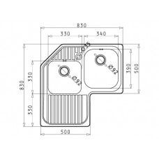 Chiuveta bucatarie Pyramis inox CELESTE 83x83 2B 1D DR SM