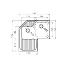 Chiuveta pentru bucatarie Pyramis inox CELESTE  83x83 2B 1D DR LN