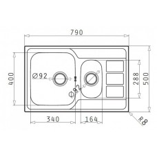 Chiuveta pentru bucatarie Pyramis inox ATHENA 79x50 1 1/2B 1D LN