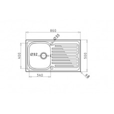 Chiuveta pentru bucatarie Pyramis AMALTIA 86x50 1B1D LN