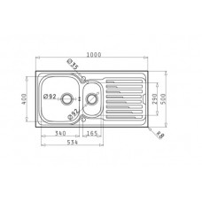 Chiuveta pentru bucatarie Pyramis inox Amaltia 100x50 1 1/2B 1D LN
