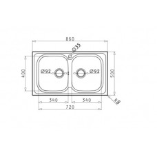 Chiuveta pentru bucatarie Pyramis inox Amaltia 86x50 2B SM
