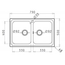 Chiuveta pentru bucatarie Pyramis inox ALEA 79x50 2B