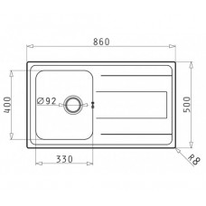 Chiuveta bucatarie Pyramis Inox ALEA, 86x50 1B 1D, finisaj lucios