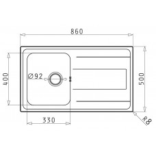 Chiuveta pentru bucatarie Pyramis inox ALEA 86x50 1B1D