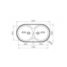 Chiuveta pentru bucatarie Pyramis inox SR2 90x48 2B SM