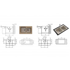 Chiuveta pentru bucatarie soft compozit Pyramis Twin Artithek 1&3/4B