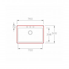 Chiuveta soft compozit Square DUROTHEK 76x50 1B Alb