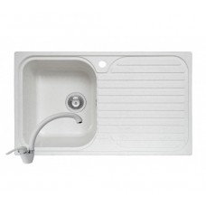 Set chiuveta soft compozit Stripe DUROTHEK 1B 1D ST & baterie Ossia - Alb