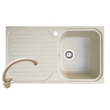 Set chiuveta soft compozit Stripe DUROTHEK 1B 1D DR & baterie Ossia - Bej