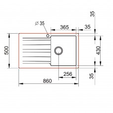 Chiuveta pentru bucătărie soft compozit Pyramis SIERRA Durothek 1B 1D DR Alb
