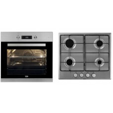 Pachet Beko cuptor electric BIM22300XC + plita gaz HIMG64223SX