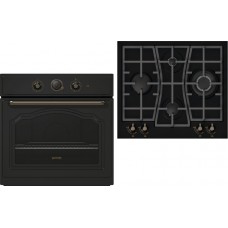 Pachet Gorenje rustic cuptor electric BO73CLB + plita gaz GW65CLB