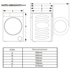 Uscator de rufe cu pompa de caldura HEINNER HHPD-HMK80IVFC+++ 8kg